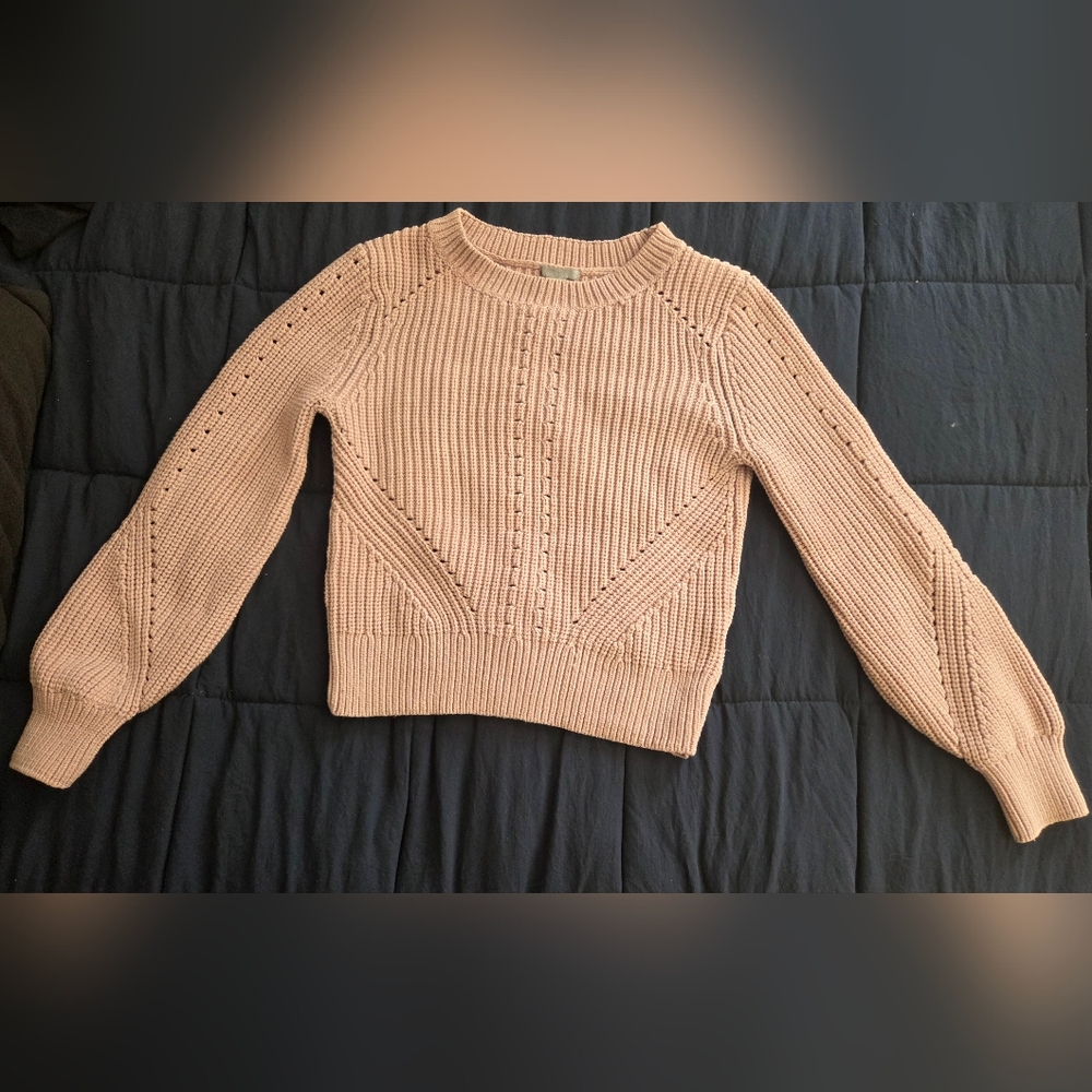 H&M Women's Scoop Neck Knit Sweater in Blush Pink